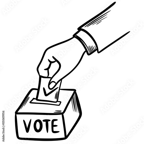 Hands with vote ballot papers during democratic elections among political parties