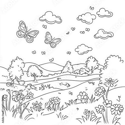 A peaceful meadow with butt...