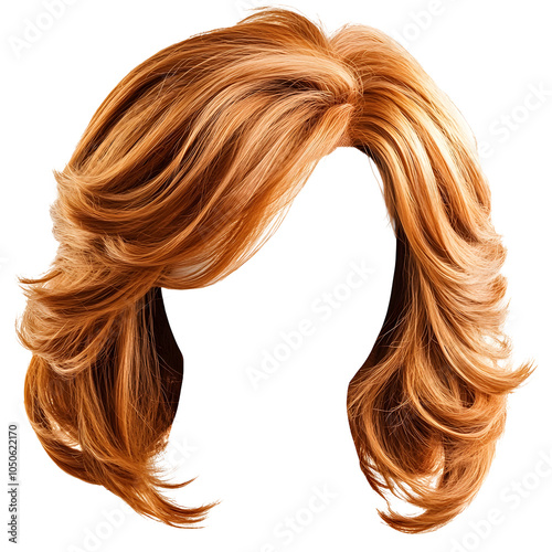 Photo of Voluminous,Cascading Woman's Hair Wig on Clean White Background