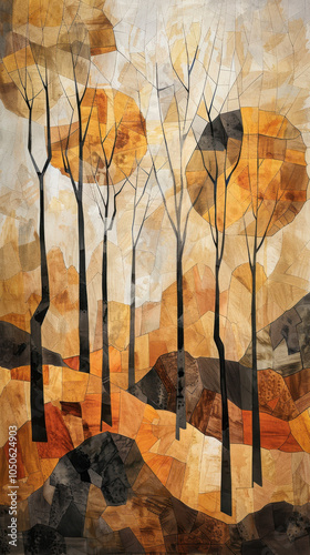 Abstract Cubist Art with Mu...