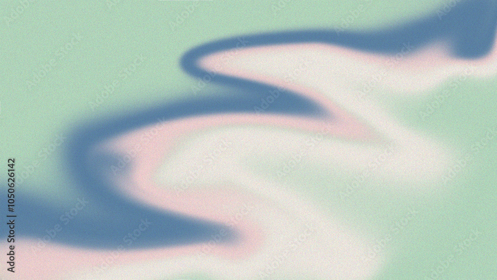 Obraz premium A soft, pastel abstract gradient with flowing shades of green, pink, and blue, creating a dreamy, calming effect with smooth, curving lines