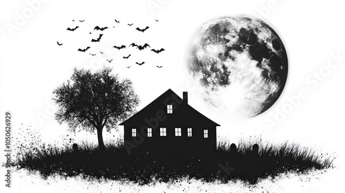 Haunted House Silhouette Ag...