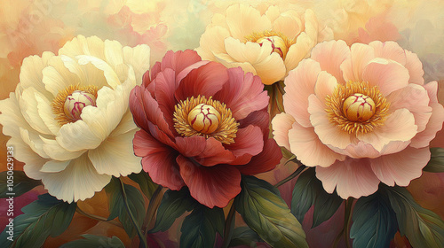 Pattern Featuring Peony Flo...