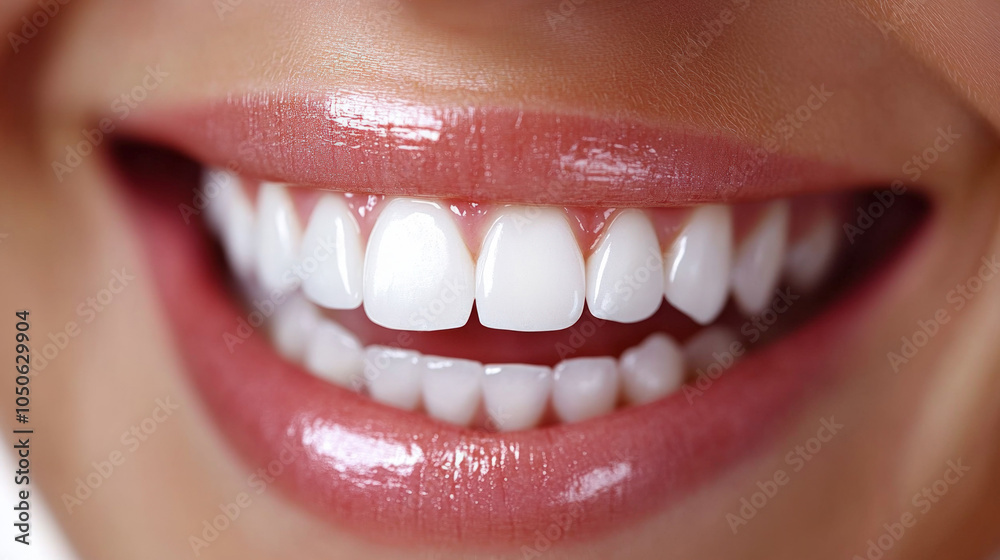 Obraz premium Radiant Smile And Sparkling White Teeth, With Subtle Shadows To Create Depth, All Presented On A Stark White Background