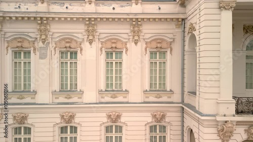 Baroque Building Horizontal Pan to Luxurious Balcony