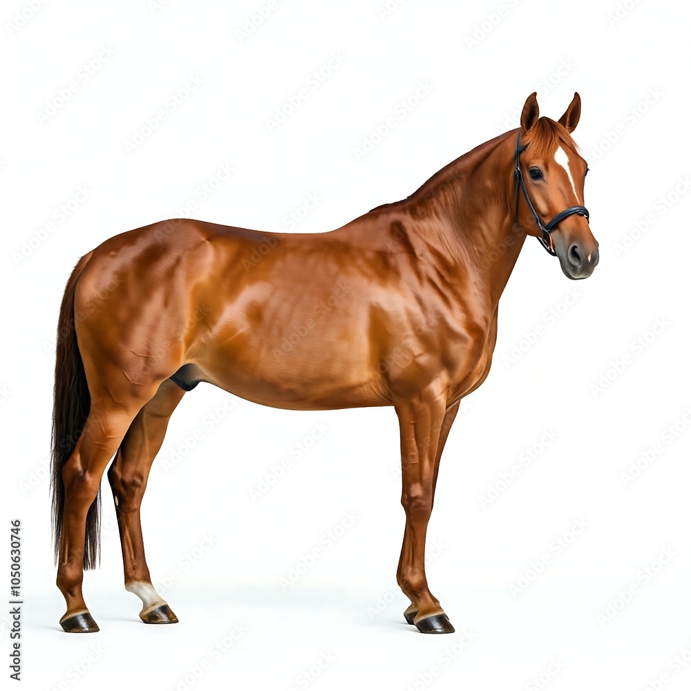 Fototapeta premium Horse standing on white background