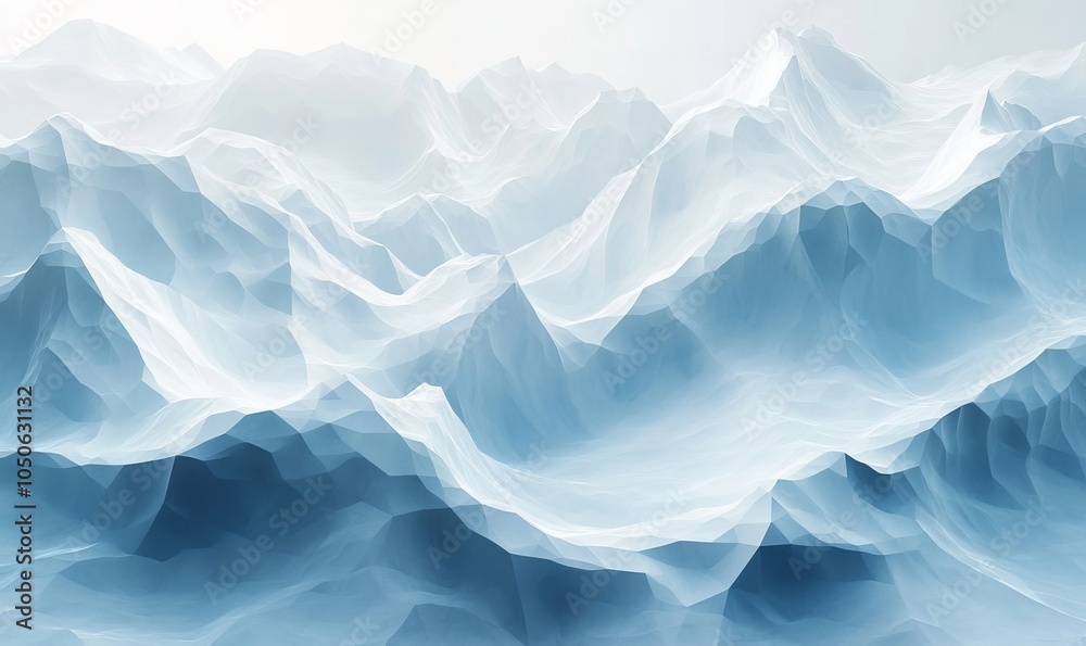 Obraz premium Abstract White Polygon Textured Surface with Geometric Shapes and 3D Mountain-like Terrain for Modern Design and Background Concepts, Generative AI