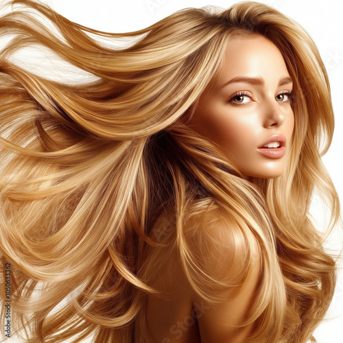 Woman Hair Blowing Isolated