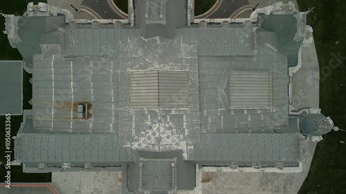 Old Architecture Roof Aerial Fly Over