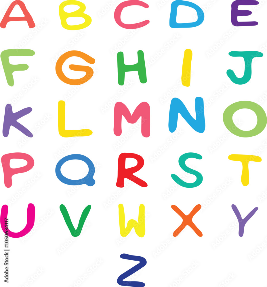 A to z alphabets with multi-color baby style letters and isolated on a white background. eps10.