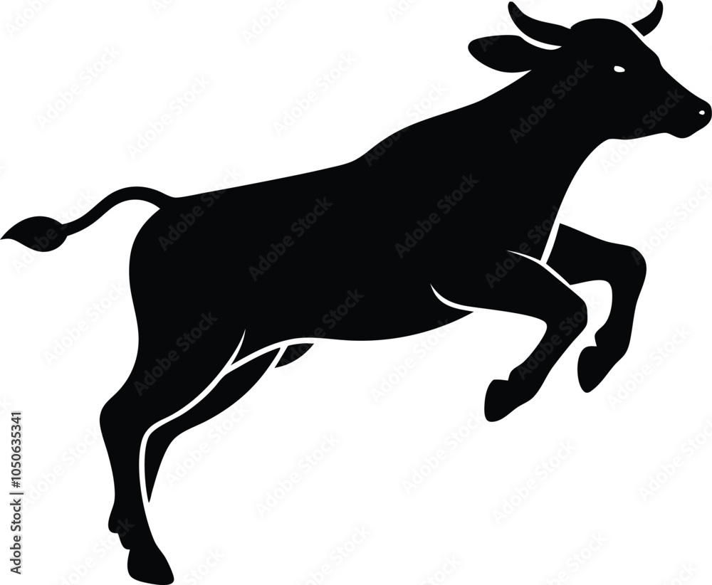 Fototapeta premium cow jumping silhouette vector on white background