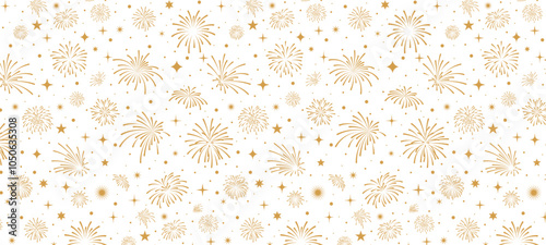 Christmas background, New Year pattern, gold fireworks