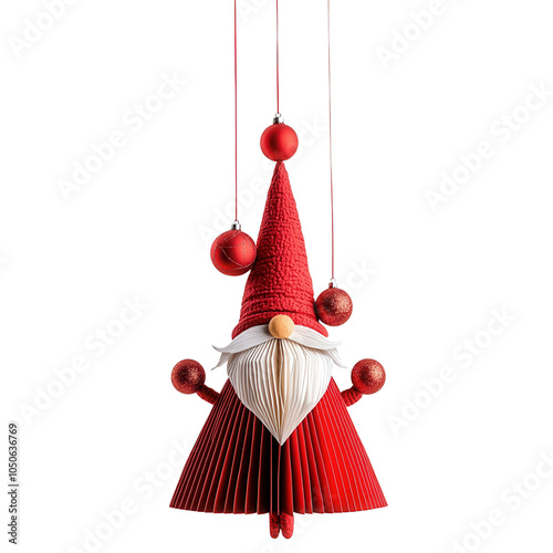 Charming red Santa decoration featuring a whimsical design, perfect for festive celebrations and holiday spirit.