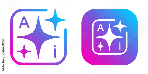 Artificial intelligence star logo generation, colored generate AI button, generated sign, chat with AI application, artificial intelligence online tool concept, command prompt to generate answer
