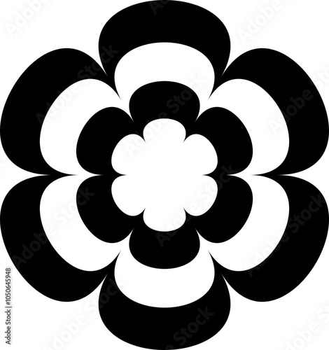 Retro Seventies Groovy Flower in black and white	