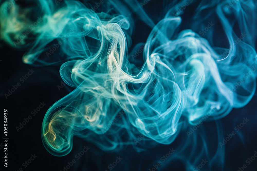 Fototapeta premium abstract swirling teal smoke on black background
