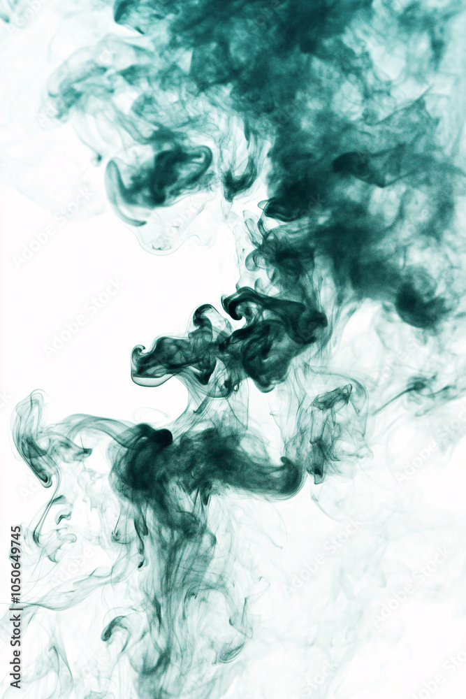 Fototapeta premium abstract green smoke swirling on white background