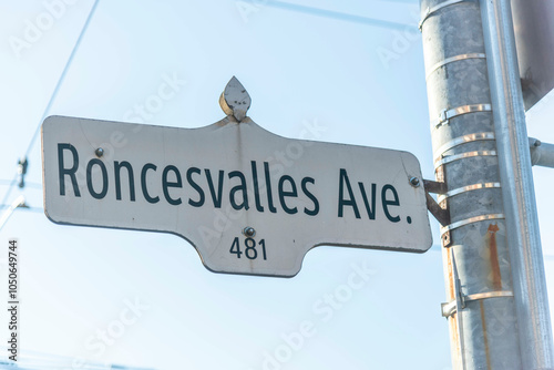 the Roncesvalles avenue street sign