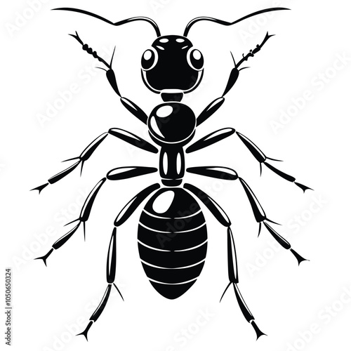  An Ant silhouette vector with a white background