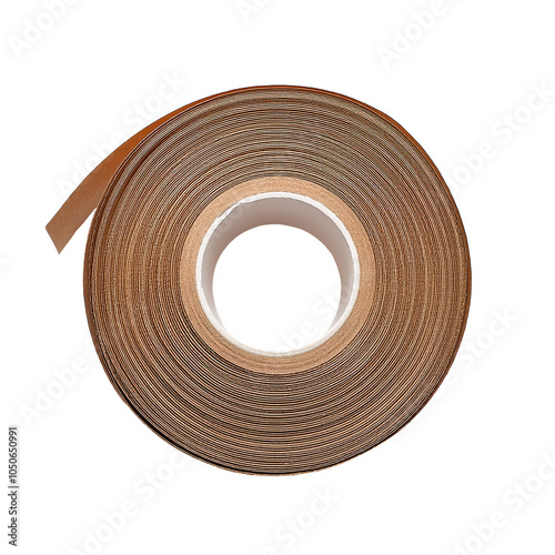 Brown paper tape roll, front view, white background illustration