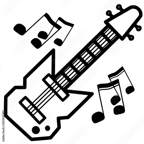 Vectot Illustration of Bass Instrument with note