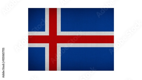 Iceland national flag isolated on white background. Iceland is a Nordic island country between the North Atlantic and Arctic Oceans, on the Mid-Atlantic Ridge between North America and Europe.