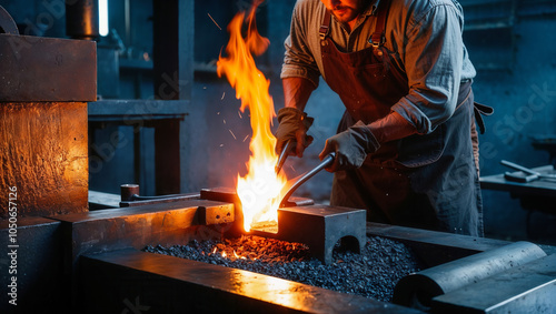 Wallpaper Mural Blacksmith working metal with fire in the forge Torontodigital.ca