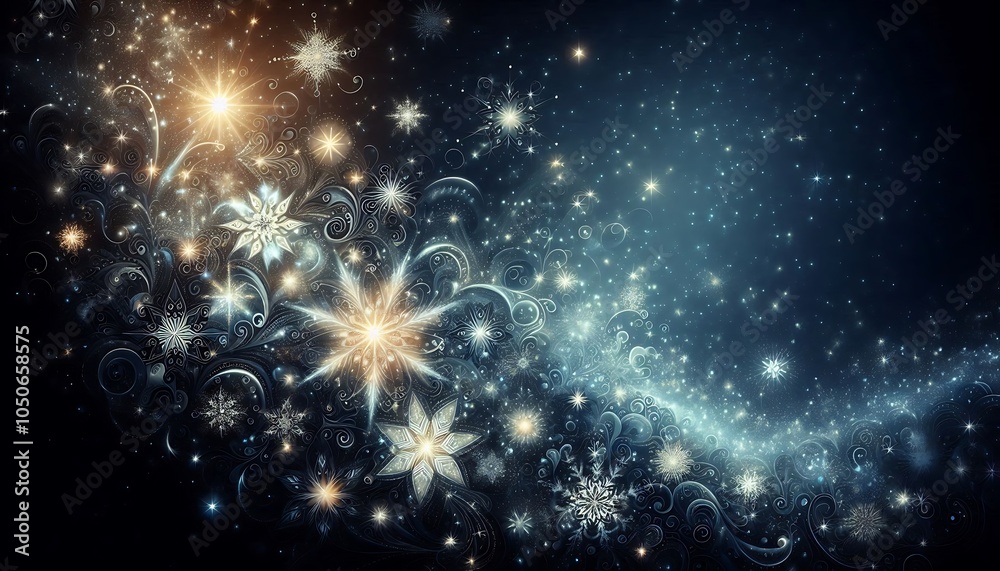 Christmas Magic in Stars, Enchanting stars and snowflakes on deep, starry night,generative ai Christmas Magic in Stars, Enchanting stars and snowflakes on deep, starry night,generative ai