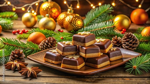 Indulge in Delicious Dominostein: Traditional German Christmas Chocolates with Layers of Gingerbread and Marzipan photo