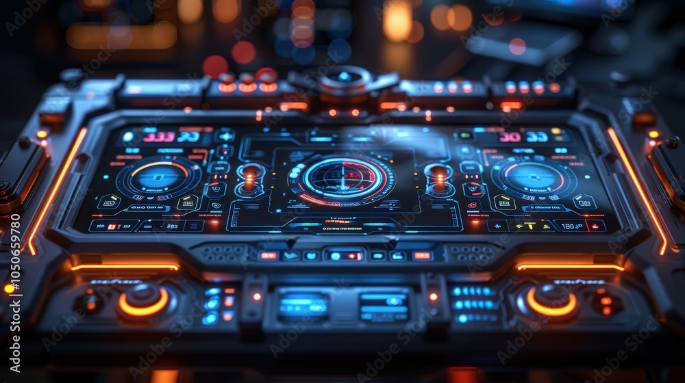 Naklejka premium Futuristic Control Panel with High-Quality Details
