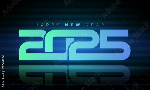 2025 Text Design. Vector 2025 neon Illustration Design Element for New Year 2025 Social Media Post, Greeting Card, Banner, Poster, Retro Text Effect, vintage style of eighties, cyberpunk style
