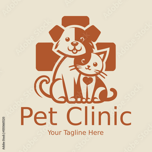 Dog and cat. Pet Clinic Logo. Veterinary Clinic Editable Logo