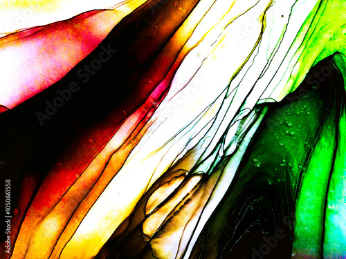 Oil Paint Pattern. Multicolor Alcohol Ink Painting. Fluorescent Oil Paint Abstract. Abstract Art Isolated. Colorful Alcohol Ink Mix. Neon Acrylic Smooth.