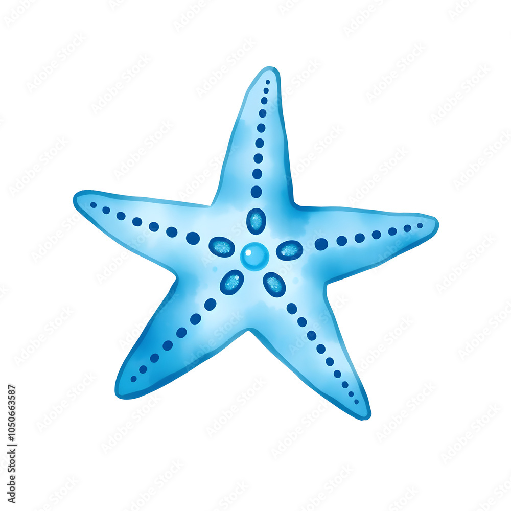 A blue starfish symbol, marine conservation, watercolor style, blue, isolated on white background. Generative AI A blue starfish symbol, marine conservation, watercolor style, blue, isolated on white background. Generative AI