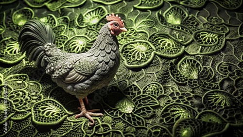 Wallpaper Mural Minimalist Lace Fabric Texture Featuring Chicken Pattern - 3D Illustration and Rendering for Unique Textile Design Torontodigital.ca