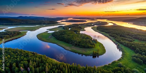 Minimalist View of the Umba River on Kola Peninsula's Tersky Coast in Murmansk Region photo