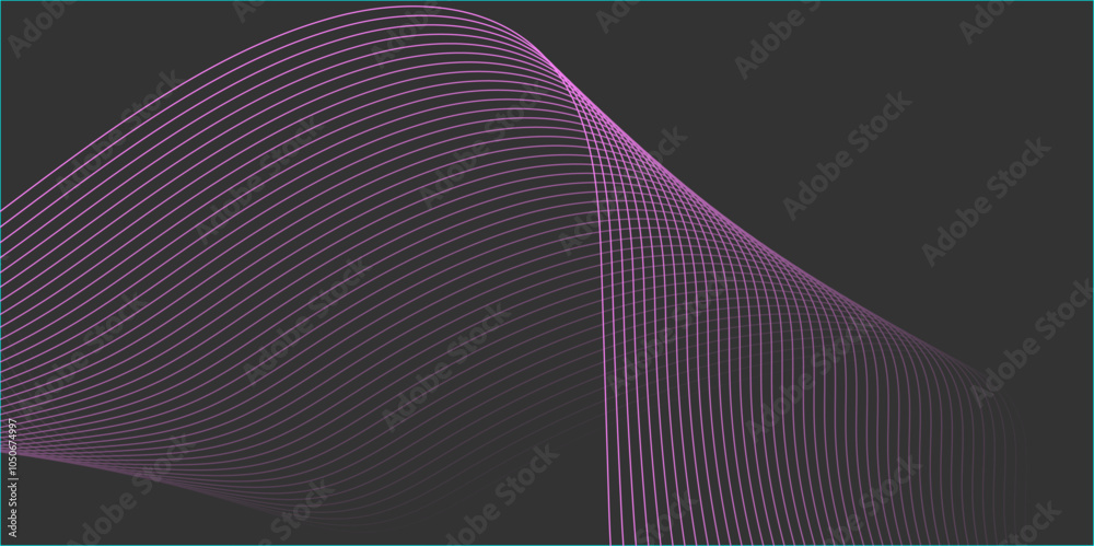 Abstract background with waves for banner. Medium banner size. Vector background with lines. Element for design isolated on black. Black and pink. Brochure Abstract background with waves for banner. Medium banner size. Vector background with lines. Element for design isolated on black. Black and pink. Brochure