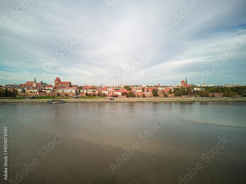 Obraz na płótnie Top view of the old town in Toruń, Poland. w salonie