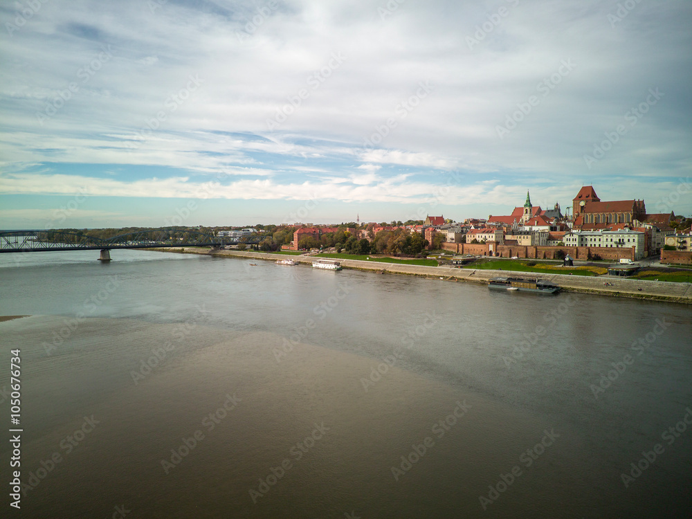 Top view of the old town in Toruń, Poland.