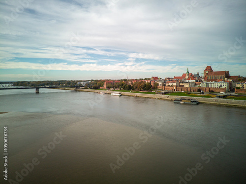 Top view of the old town in Toruń, Poland.