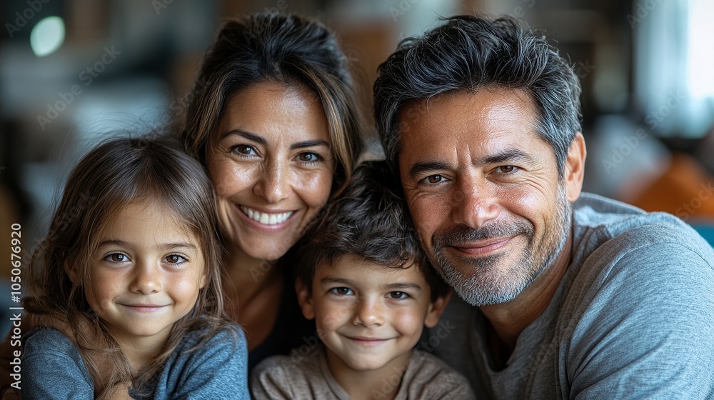 Fototapeta premium a happy caucasian family portrait. a man and her wife with two childrens