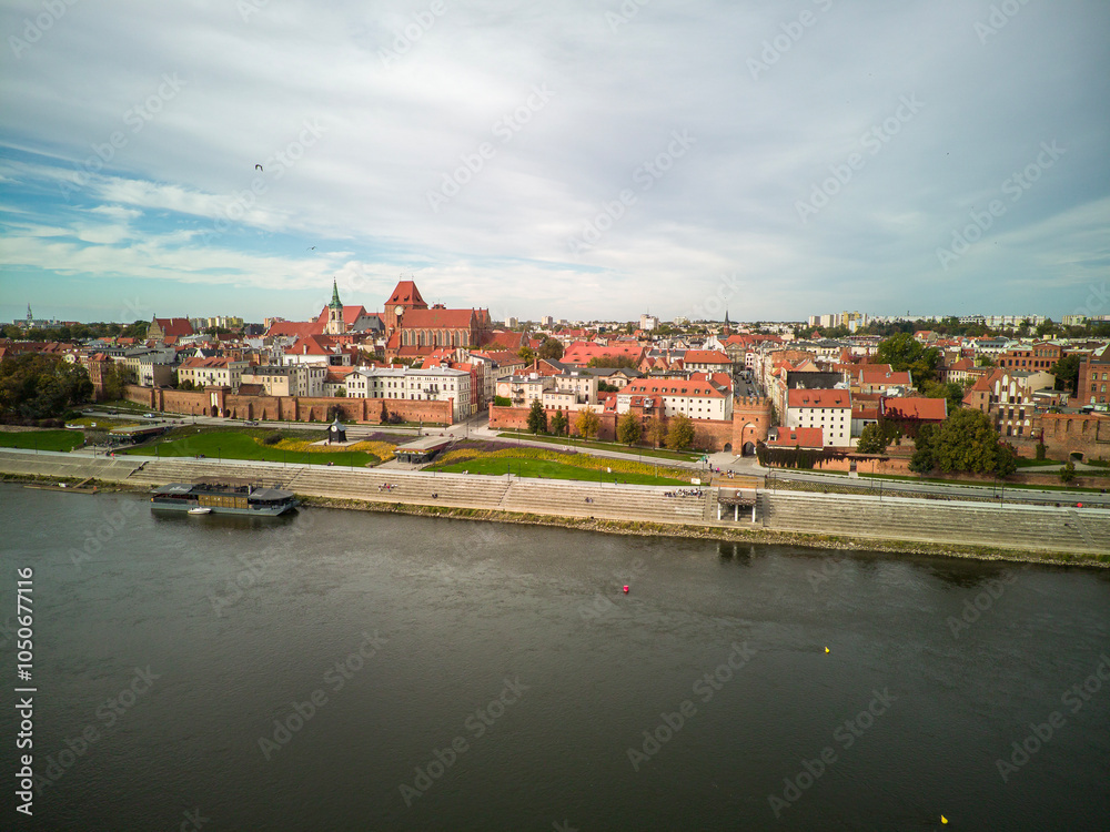 Top view of the old town in Toruń, Poland.