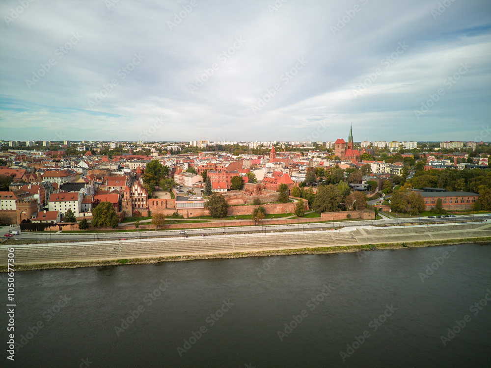 Obraz premium Top view of the old town in Toruń, Poland.