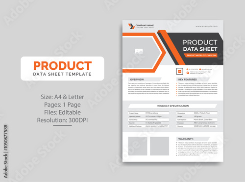 Product Data Sheet template design