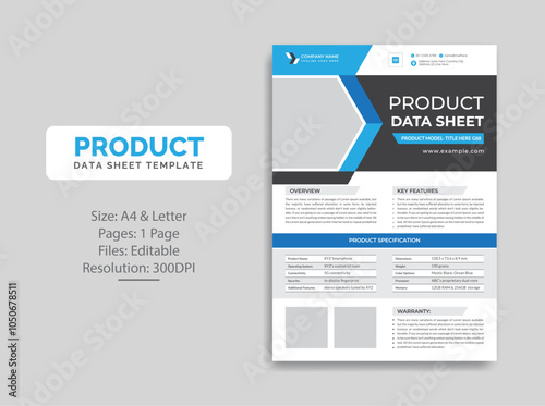 Product Data Sheet template design