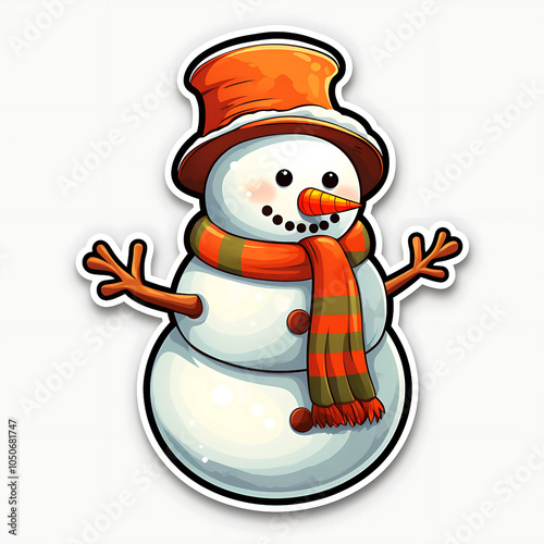 STICKER OF A SNOWMAN WITHOUT BACKGROUND  photo