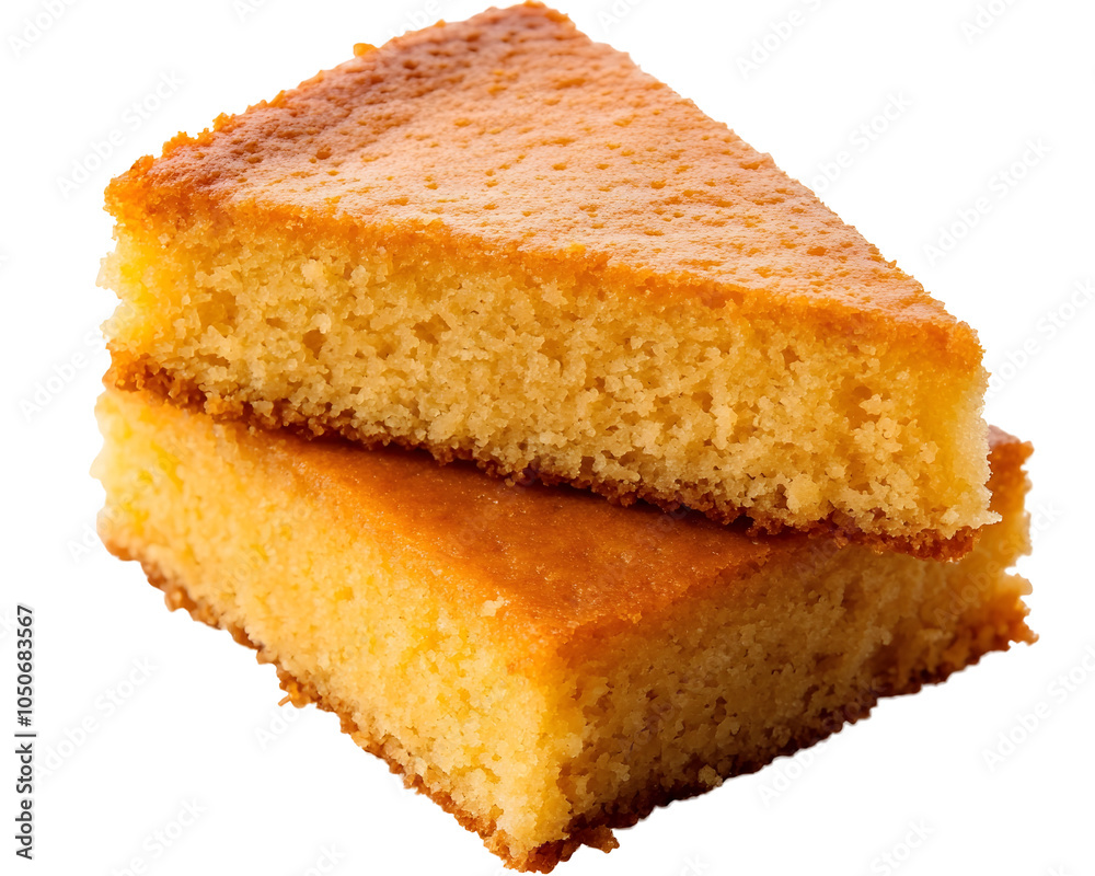 Tempting Kasutera Sponge Cake Slice on Clean White Background Tempting Kasutera Sponge Cake Slice on Clean White Background