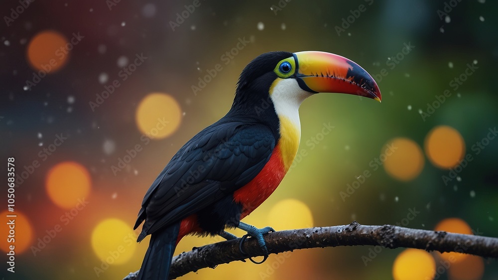 Fototapeta premium Toucan Silhouette Bokeh Effect Vector Illustration