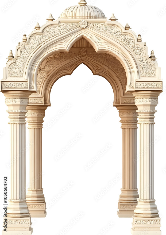 Minimal indian arch architecture white background building. Minimal indian arch architecture white background building.