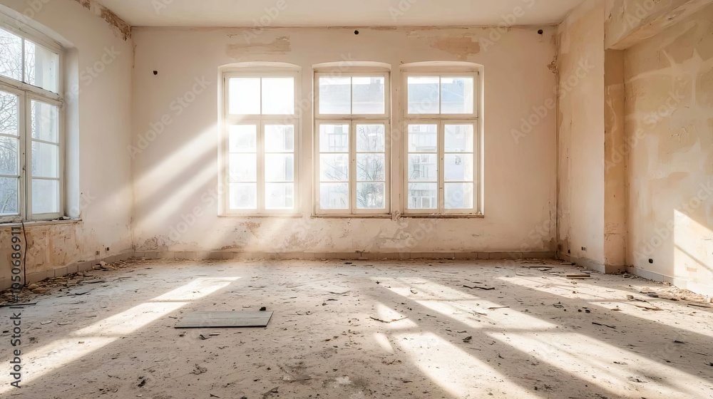 Abandoned house filled with dust and debris Abandoned house filled with dust and debris